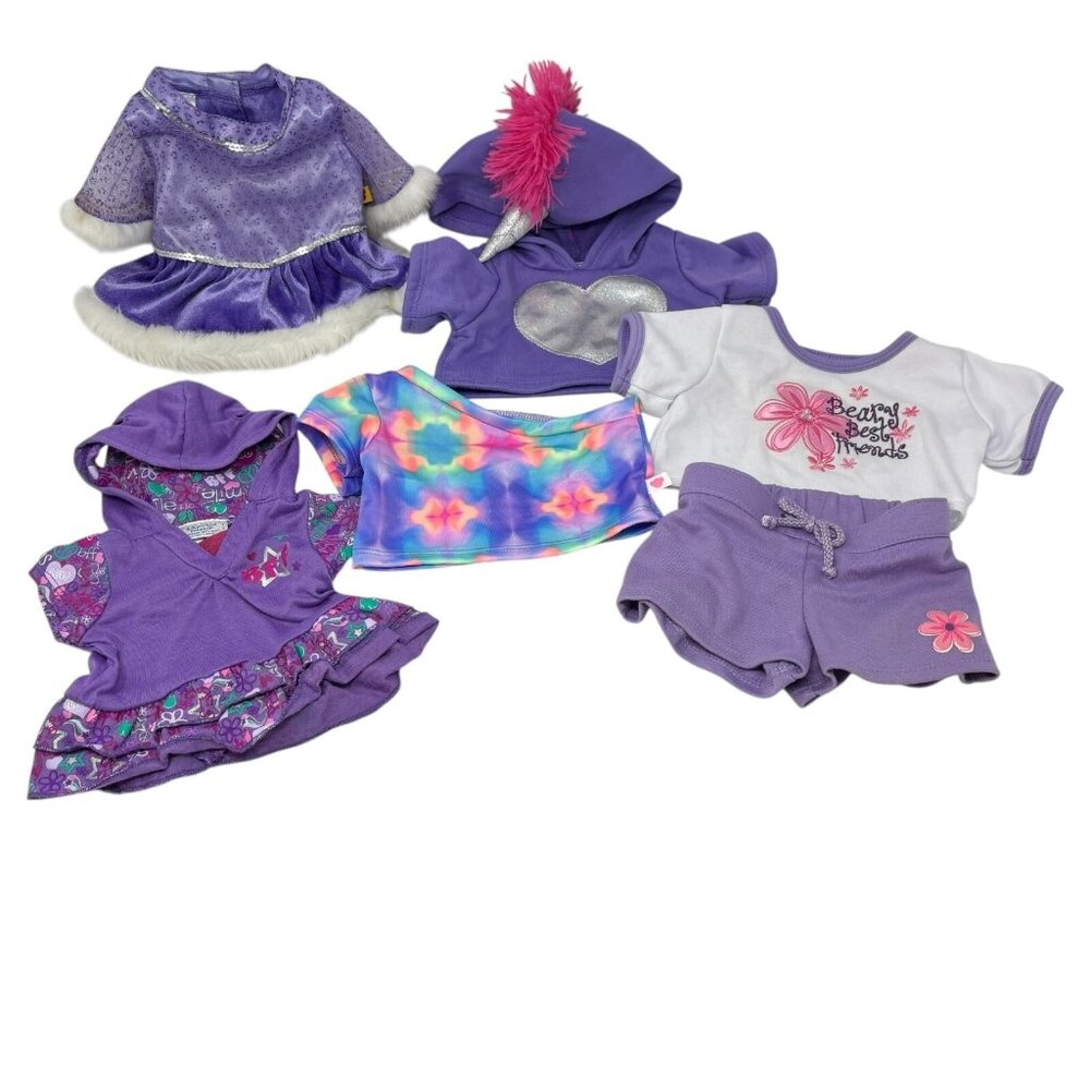 BUILD A BEAR Lot Purple Clothing Pieces Best Friends BFF Tie-Dye Skater Hoodie